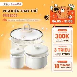Phụ Kiện Nồi Nấu Chậm SUBE002 Bear Thân Thố Sứ 0.5 1.6L Nắp Thố Sứ 0.5 1.6L Lồng Hấp Nắp Thủy Tinh Kem Hồng Nồi Nấu Chậm