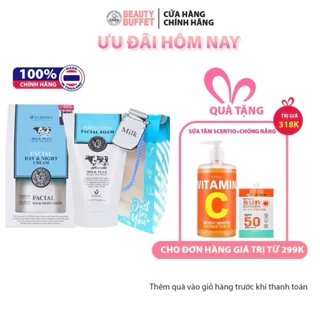 Combo Sữa rửa mặt 100ml + Kem dưỡng trắng và trẻ hóa da ngày và đêm Scentio Milk Plus Beauty Buffet 50ml