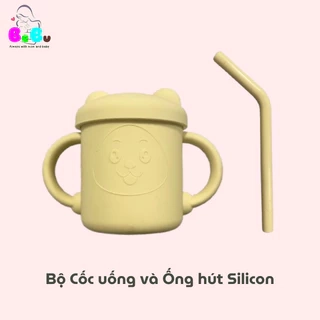 Bộ Cốc uống Silicon và Ống hút Silicon BeBu cho bé