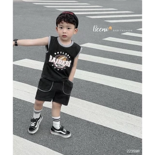 Bộ ba lỗ thể thao cho bé trai Beemo,Chất liệu cotton mềm mịn, siêu mát, in hình quả bóng siêu đẹp, khoẻ khoắn B478