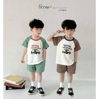 Bộ cộc tay in ô tô cho bé trai Beemo Chất liệu cotton xược siêu thoáng, thấm hút mồ hôi B592