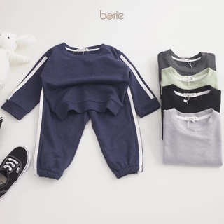 Bộ quần áo dài tay thể thao cho bé trai bé gái Borie chất liệu cotton da cá co giãn tốt tạo sự thoải mái khi mặc A006