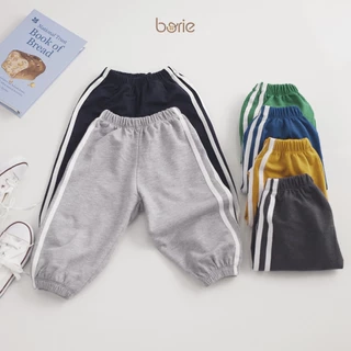 Quần dài dáng thể thao cho bé trai bé gái Borie chất liệu cotton da cá dày dặn giữ ấm rất tốt size 9-21kg A001