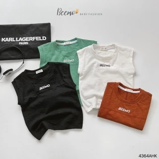 Áo 3 lỗ Beemo chữ nổi trước ngực vải cotton thoáng mát mặc mùa hè, đi học, đi chơi cho bé trai từ 9-24kg 4364AHK