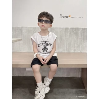 Áo ba lỗ Beemo in chữ ACADEMY vải cotton mềm mịn đi học đi chơi cho bé trai từ 9-24kg 4109AHB