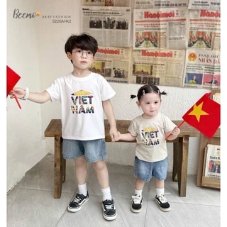 Áo phông cộc tay Beemo in lá cờ Việt Nam vải cotton thoáng mát cho bé trai từ 9-24kg 5220AHK