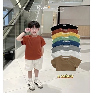 Áo phông cộc tay Beemo trơn vải cotton 4C mềm mại mặc mùa hè cho bé 9-24kg 4644AHB
