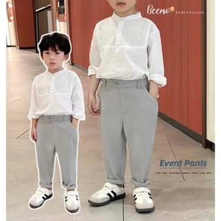 Quần dài âu Beemo FORM RỘNG phối túi sau vải chéo hàn mặc đi học, đi tiệc, sự kiện cho bé trai 9-24kg 4511QDB