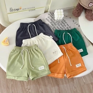 quần short Beemo sắc màu phối tag vải cotton thoáng mát cho bé trai từ 9-24kg 5112QHB