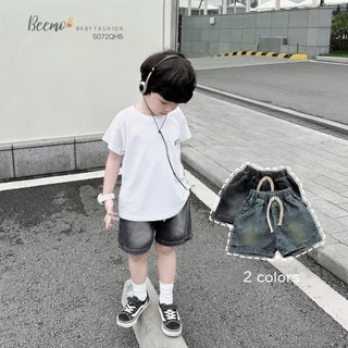 Quần short jean Beemo co giãn vải jean cho bé trai mặc đi chơi, đi học từ 9-24kg 5072QHB