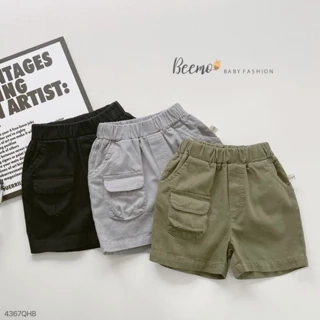 Quần short kaki Beemo, quần đùi kaki phối túi hộp trendy dễ mix đồ mặc đi học, đi chơi cho bé từ 9-24kg 4367QHK
