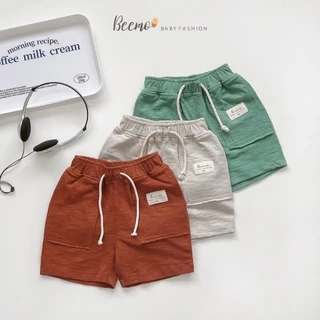 Quần đùi Beemo phối mác túi kèm dây rút chất liệu cotton co giãn mặc mùa hè đi học,đi chơi cho bé từ 1 - 7 tuổi 23136Q