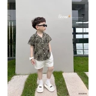Set bộ sơ mi cổ ve mùa hè Beemo hoạ tiết summer thoáng mát cho bé trai từ 9-25kg 4082BHB