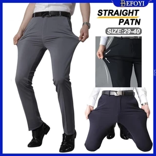 Quần Nam Công Sở Màu Đen Slocks Quần Co Giãn Co Giãn Quần Dài Quần Công Sở Cha Oversize ZYQ404