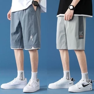 Quần short thể thao BEFOYI SLC57 dáng rộng suông khô nhanh in chữ kẻ sọc Hàn Quốc size lớn M-4XL