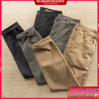 Quần đựng thẻ sợi chéo giặt nặng thông thường dành cho nam, quần ống thẳng cỡ lớn, màu trơn cổ điển dành cho nam ZT027