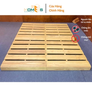 Giường pallet gỗ thông Behomes loại hộp kín, đã ráp sẵn hoàn thiện, nan dày, đã xử lí ẩm mốc mối mọi