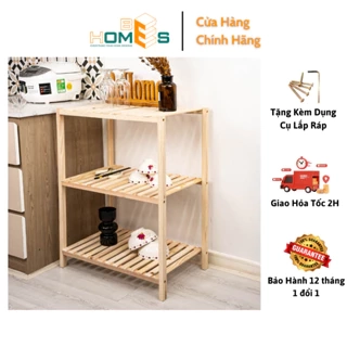 Kệ Gỗ Lò Vi Sóng Behomes 3 Tầng - Kệ Để Đồ Gỗ Thông Chắc Chắn Chống Mối Mọt