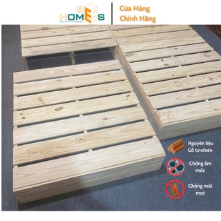 Tấm pallet gỗ thông Behomes, dùng làm giường pallet hoặc decor, gỗ đã xử lí ẩm mốc mối mọt (Giá 1 tấm pallet)