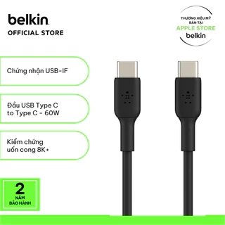 Cáp sạc nhanh Belkin 60W BOOST↑CHARGE™ Chuẩn USB-C to USB-C, Truyền dữ liệu nhanh | Vỏ nhựa bền bỉ,