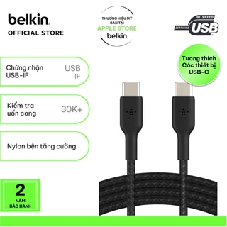 Cáp sạc nhanh USB Type C to C BOOST↑CHARGE™ Belkin vỏ dù, 1 mét, 60W (tương thích iPhone 15)