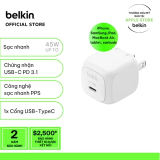 Củ sạc nhanh 45W Belkin | chuẩn USB-C PD PPS Cubic Wall Charger | Nhỏ gọn, An toàn, chuẩn sạc nhanh