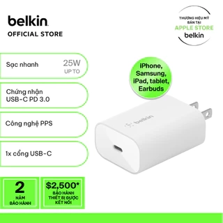 Củ sạc nhanh Belkin BOOST↑CHARGE™ 25W, chuẩn USB-C PD PPS, sạc nhanh an toàn cho thiết bị