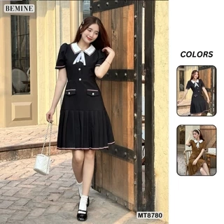 Đầm thiết kế cổ sơ mi ngắn tay tùng xếp ly BEMINE MT8780
