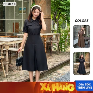 Đầm thiết kế cổ sơ mi túi hộp dáng xoè BEMINE MT8962