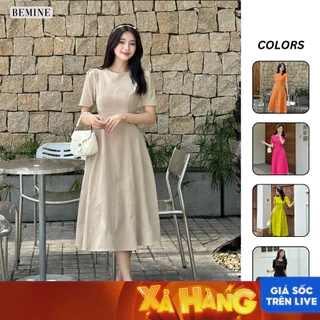 Đầm thiết kế cổ tròn dáng xòe dài BEMINE MT9169