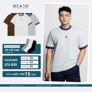 Áo thun form REGULAR R1210 BD201 chất cotton hoạ tiết phối cổ thiết kế B icon cao cấp trẻ trung thanh lịch BEN& TOD