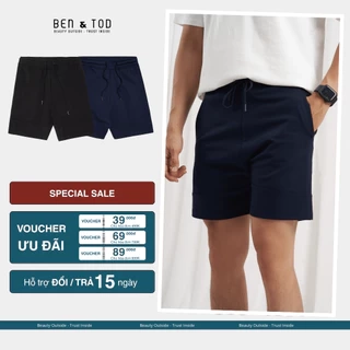 Quần short nam ngắn form SLIM FIT BEN & TOD 19320 vải cotton xuất xịn lưng đai thun co giãn 4 chiều chuẩn form nam tính
