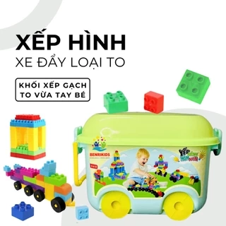 Hộp Đồ Chơi Xếp Hình 124 Chi Tiết Có Bánh Xe Đẩy Bằng Nhựa Benrikids An Toàn Cho Bé Sáng Tạo