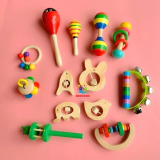 Lục Lạc Gỗ Handmade Tập Cầm Nắm Cho Bé| Đồ Chơi An Toàn Với Trẻ Sơ Sinh Benrikids
