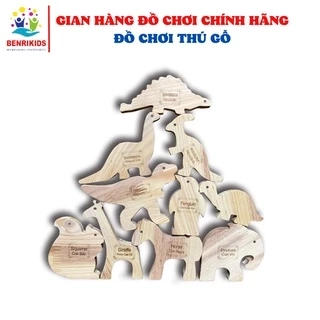 Đồ Chơi Xếp Hình Cân Bằng Con Thú Gỗ BENRIKIDS Thuần Mộc An Toàn Cho Bé