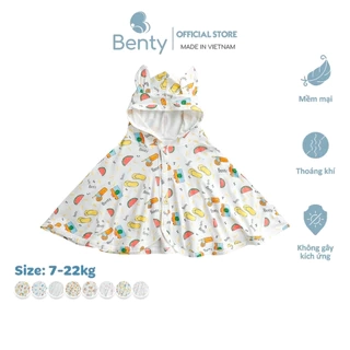Áo choàng BENTY họa tiết chống nắng đáng yêu cho bé trai, bé gái từ 7-22Kg chất liệu cotton cao cấp
