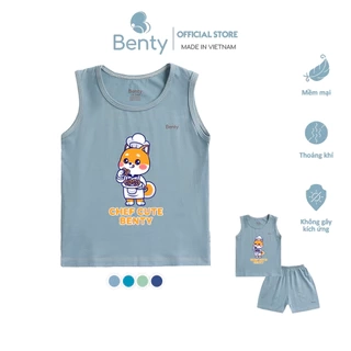 Bộ ba lỗ hình in chú mèo đầu bếp BENTY BT089 thoáng mát, quần áo trẻ em bé trai bé gái mềm mịn