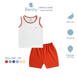 Bộ ba lỗ phối viền trơn BENTY cute, chất vải cao cấp, mềm mịn đồ bộ mặc nhà cho bé trai và bé gái