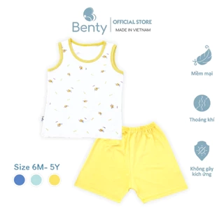 Bộ ba lỗ quần áo trẻ em họa tiết BENTY cotton mềm mịn mát, đồ bộ trẻ em cao cấp, thoáng khí