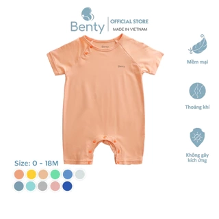Bộ body cộc tay cài chéo BENTY màu trơn,thiết kế tiện lợi,vải cotton an toàn da bé từ 0 đến 18 tháng