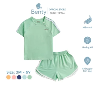 Bộ cộc tay cài chéo thể thao BENTY trơn basic,chất cotton mát mẻ, thoải mái cho bé vận động ngày dài