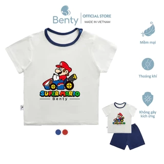 Bộ cộc tay cài vai phối viền in hình Super Mario BENTY BT111 mát mềm mịn, đồ bộ cho bé chính hãng
