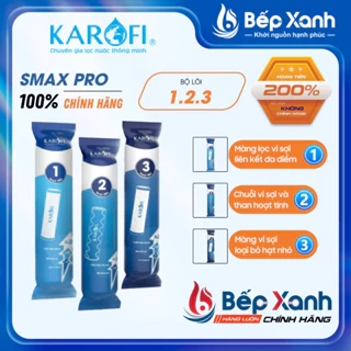 Bộ lõi lọc Karofi 1,2,3 SMAX PRO - Hàng chính hãng, lắp được cho các máy lọc RO có 3 cốc lọc thô 10 inch