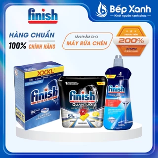 Viên rửa bát Finish All In One 60V, 90V + Muối rửa bát Finish 1,2kg + Nước làm bóng Finish 400ml
