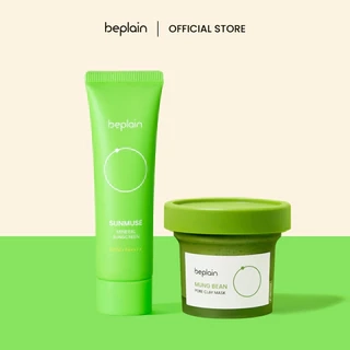 Mặt nạ đất sét đậu xanh BEPLAIN 120ml & kem chống nắng Sunmuse vật lý 50ml