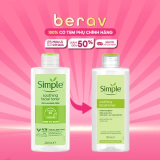 Nước Hoa Hồng Không Cồn, Cân Bằng Da Simple Kind To Skin Soothing Facial Toner 200ml