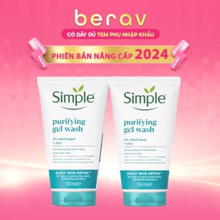 Combo 2 Sữa Rửa Mặt Simple giúp kiềm dầu và ngừa mụn cho da dầu mụn 150ML - Xanh Dương
