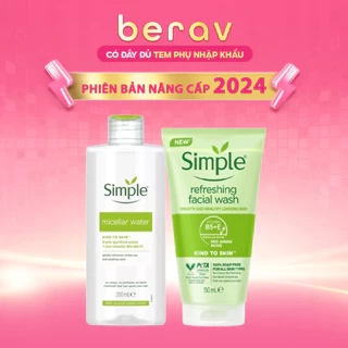 Combo Nước Tẩy Trang + Sữa Rửa Mặt Simple Dịu Nhẹ Refreshing Facial Wash 150&200ML
