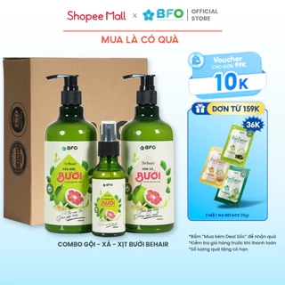Combo 3 Dầu Gội Dầu Xả Xịt Dưỡng Tóc Tinh Dầu Bưởi Kích Mọc Tóc Phục Hồi Tóc BFO Behair