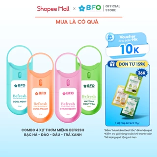 Combo 4 Xịt Thơm Miệng Khử Mùi Hôi Miệng Hương Trái Cây Tự Nhiên BFO Befresh 10ml